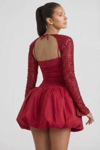 Vestito Aletta con orlo a palloncino decorato in rosso