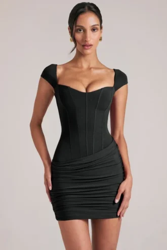 Vestito Alva con scollo a cuore in nero