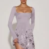 Vestito asimmetrico con applicazioni Lumiki in lilla