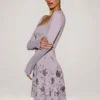 Vestito asimmetrico con applicazioni Lumiki in lilla