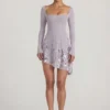 Vestito asimmetrico con applicazioni Lumiki in lilla