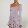 Vestito asimmetrico con applicazioni Lumiki in lilla