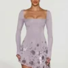Vestito asimmetrico con applicazioni Lumiki in lilla