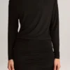 Vestito avvolgente con spalle scoperte in modal Mira, nero
