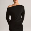 Vestito avvolgente con spalle scoperte in modal Mira, nero