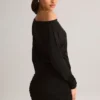 Vestito avvolgente con spalle scoperte in modal Mira, nero
