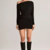 Vestito avvolgente con spalle scoperte in modal Mira, nero