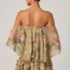 Vestito Birdie con spalle scoperte e volant in stampa floreale multicolore Vestito Birdie con spalle scoperte e volant in stampa floreale multicolore