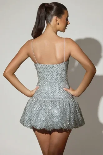 Vestito Callie con orlo a palloncino decorato in argento