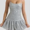 Vestito Callie con orlo a palloncino decorato in argento Vestito Callie con orlo a palloncino decorato in argento