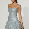 Vestito Callie con orlo a palloncino decorato in argento Vestito Callie con orlo a palloncino decorato in argento