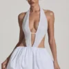 Vestito Cece con orlo a palloncino e cut-out decorato, bianco Vestito Cece con orlo a palloncino e cut-out decorato, bianco