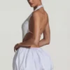 Vestito Cece con orlo a palloncino e cut-out decorato, bianco Vestito Cece con orlo a palloncino e cut-out decorato, bianco
