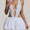 Vestito Cece con orlo a palloncino e cut-out decorato, bianco Vestito Cece con orlo a palloncino e cut-out decorato, bianco