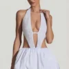 Vestito Cece con orlo a palloncino e cut-out decorato, bianco Vestito Cece con orlo a palloncino e cut-out decorato, bianco