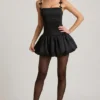Vestito Cirilla con fiocco e orlo a palloncino arricciato, nero Vestito Cirilla con fiocco e orlo a palloncino arricciato, nero