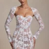 Vestito corto a corsetto con dettagli in pizzo Andreia in bianco
