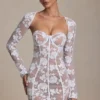 Vestito corto a corsetto con dettagli in pizzo Andreia in bianco