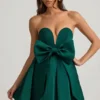 Vestito corto a corsetto con fiocco Norina in verde smeraldo