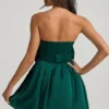 Vestito corto a corsetto con fiocco Norina in verde smeraldo