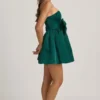 Vestito corto a corsetto con fiocco Norina in verde smeraldo