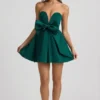 Vestito corto a corsetto con fiocco Norina in verde smeraldo