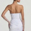 Vestito corto a corsetto con ruches Tirza in bianco