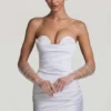 Vestito corto a corsetto con ruches Tirza in bianco