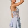 Vestito corto a corsetto con volant decorati Sakura in blu floreale Vestito corto a corsetto con volant decorati Sakura in blu floreale