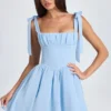 Vestito corto a corsetto drappeggiato Bellamy in blu polvere