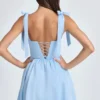 Vestito corto a corsetto drappeggiato Bellamy in blu polvere