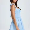 Vestito corto a corsetto drappeggiato Bellamy in blu polvere