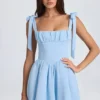 Vestito corto a corsetto drappeggiato Bellamy in blu polvere