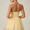 Vestito corto a corsetto in tulle Dottie, giallo