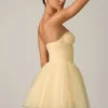 Vestito corto a corsetto in tulle Dottie, giallo