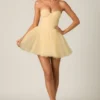 Vestito corto a corsetto in tulle Dottie, giallo