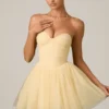 Vestito corto a corsetto in tulle Dottie, giallo
