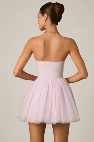 Vestito corto a corsetto in tulle Dottie in lilla