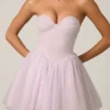 Vestito corto a corsetto in tulle Dottie in lilla