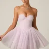 Vestito corto a corsetto in tulle Dottie in lilla
