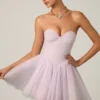Vestito corto a corsetto in tulle Dottie in lilla