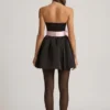 Vestito corto a corsetto Norina con fiocco in nero