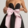 Vestito corto a corsetto Norina con fiocco in nero