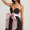 Vestito corto a corsetto Norina con fiocco in nero
