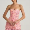 Vestito corto a corsetto senza spalline con decorazioni Eliseelle in rosa