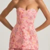 Vestito corto a corsetto senza spalline con decorazioni Eliseelle in rosa