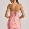 Vestito corto a corsetto senza spalline con decorazioni Eliseelle in rosa