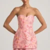 Vestito corto a corsetto senza spalline con decorazioni Eliseelle in rosa