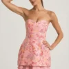 Vestito corto a corsetto senza spalline con decorazioni Eliseelle in rosa