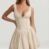 Vestito corto A-line con fiocco in broderie anglaise Sabina, colore avorio Vestito corto A-line con fiocco in broderie anglaise Sabina, colore avorio